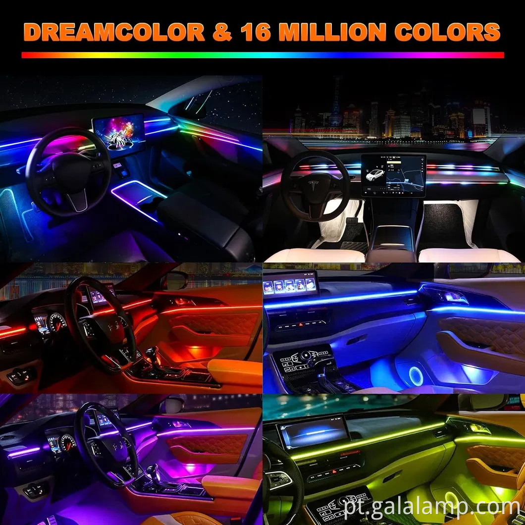 Kit de tira de luz de neon LED vibrante para o ambiente Car